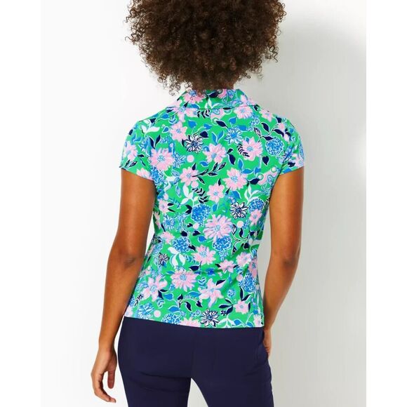 Lilly Pulitzer Luxletic Frida Scallop Polo Spearmint Golf Till You Drop - Picture 2 of 13